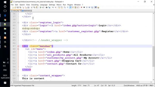 Part 9 - Adding A Menu Bar For The Website