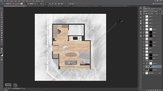 Interior Plan Rendering by Photoshop (Photoshop mặt bằng nội thất) смотреть онлайн