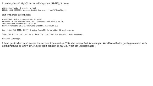 Can't access MySQL without running sudo смотреть онлайн