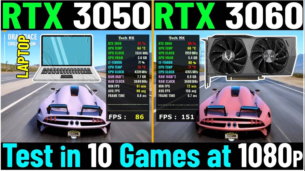 RTX 3050 vs RTX 3060 - Test in 10 Games 1920x1080 FHD смотреть онлайн
