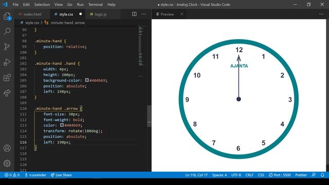 Creating a Basic Analog Clock with HTML, CSS, and JavaScript смотреть онлайн
