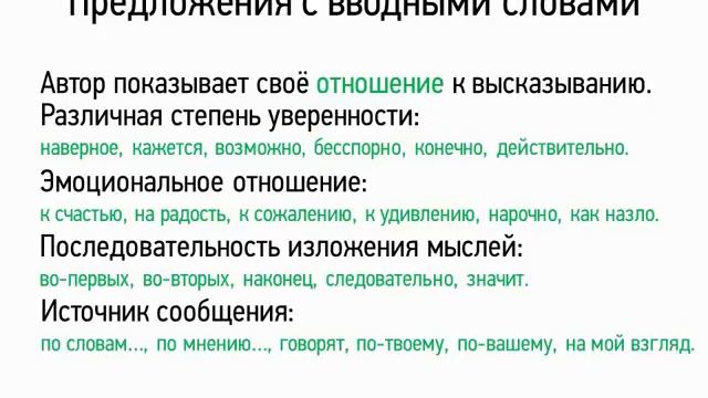 Предложения с вводными словами (5 класс, видеоурок-презентация) смотреть онлайн