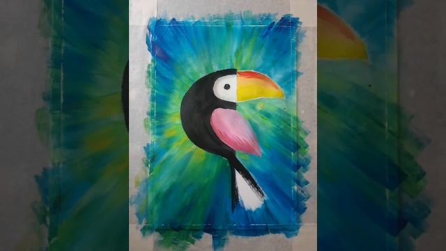 Как нарисовать птицу "Тукан" красками? Уроки правополушарного рисования от #KisART. смотреть онлайн
