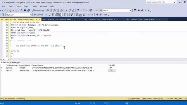 Database - Files Size in SQL Server смотреть онлайн