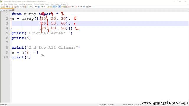 Slicing on Two Dimensional Array in Python (Hindi) смотреть онлайн