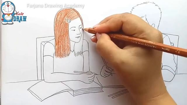 How to draw scenery of brother and sister studying together смотреть онлайн