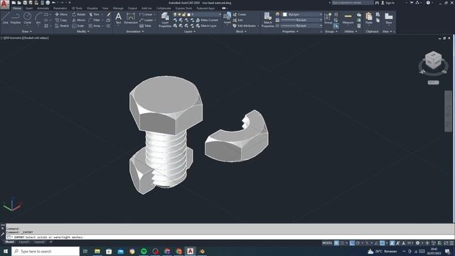 autocad 3d to blender ... export - import tutorial , bolt and nut смотреть онлайн