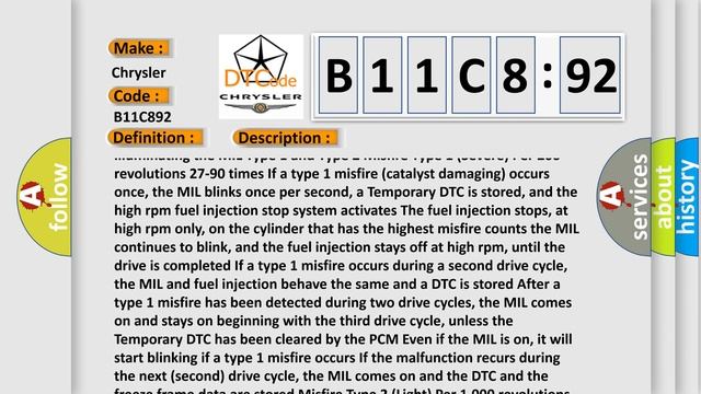 DTC Chrysler B11C8-92 Short Explanation смотреть онлайн