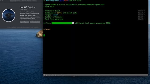 Nuxt Build Speed Test - MacbookPro15 2019 i9 8Cores 16GB смотреть онлайн