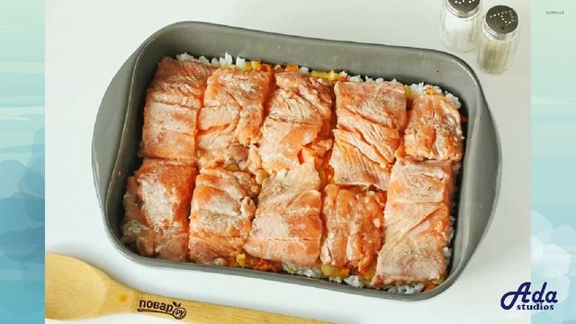 Горбуша с рисом в духовке Рецепт, пошаговый, как приготовить, видеорецепт смотреть онлайн