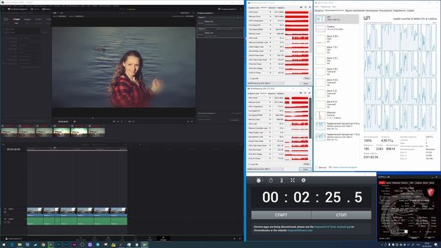 x2 1080ti + i9900K в DaVinci Resolve Studio. Тест. смотреть онлайн
