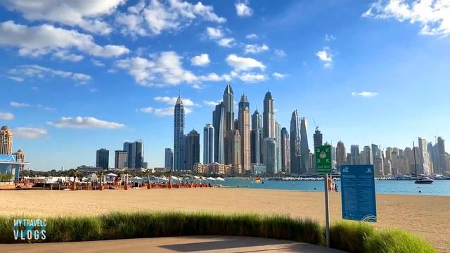 Palm West Beach at Jumeirah Dubai Complete Walk, Dubai Tourist Attraction. смотреть онлайн