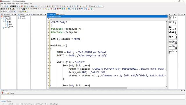 CodevisonAVR Compiler And Proteus Simulation-LED Control Using ATmega328P MCU