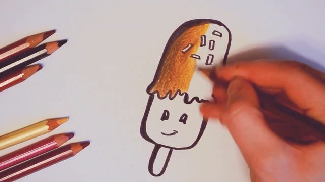 Как нарисовать мороженное эскимо - красивый рисунок. How to draw an ice cream смотреть онлайн