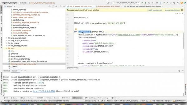 Stream Language Model response to a FAST API endpoint