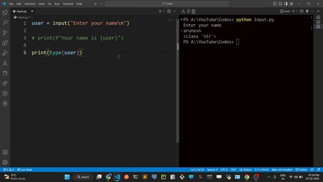 27. Taking User Input in Python | Complete Python Tutorial 2023 смотреть онлайн