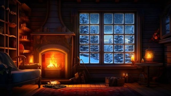 Classic Jazz Music for Good Mood-Snow Storm in Cozy Winter Ambience with Fireplace