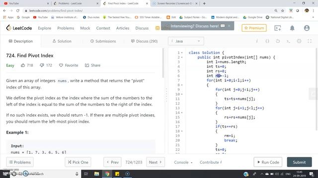 Find Pivot Index | JAVA (LeetCode) смотреть онлайн