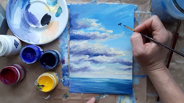 ОБЛАКА, МОРЕ, ЧАЙКА |Дорисовываю? смотреть онлайн
