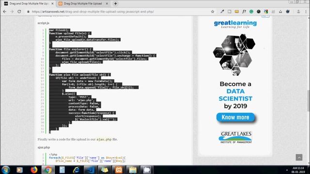 Drag and Drop Multiple File Upload using JavaScript and PHP смотреть онлайн