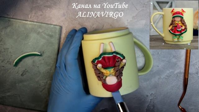 Мастер-класс: Декор кружки полимерной глиной FIMO/Девочка-арбузик на кружке / polymer clay tutorial смотреть онлайн