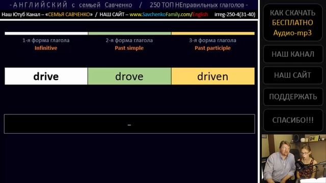Неправильные глаголы /irreg-250-4/ Английский язык / Английский с семьей Савченко смотреть онлайн