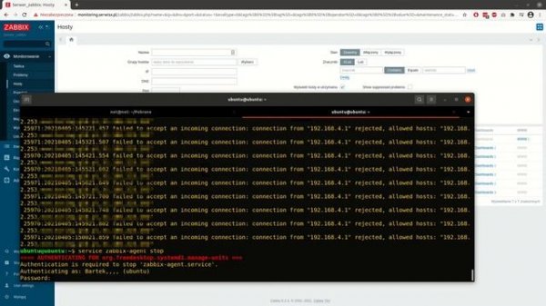 Zabbix agent błąd połączenia faild to accept an incoming connection  connection from ip rejected