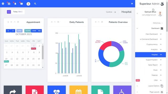Hospital Dashboard Bootstrap Admin Template with RTL Theme смотреть онлайн
