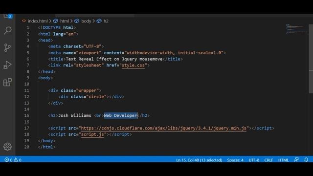 Text Reveal Effect on JQuery Mousemove | JQuery Animation смотреть онлайн