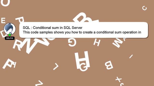 SQL : Conditional sum in SQL Server смотреть онлайн