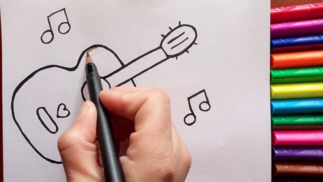 How to draw a guitar step by step смотреть онлайн