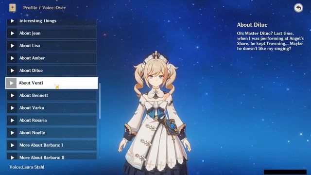 BARBARA ALL VOICE LINES (ENGLISH)