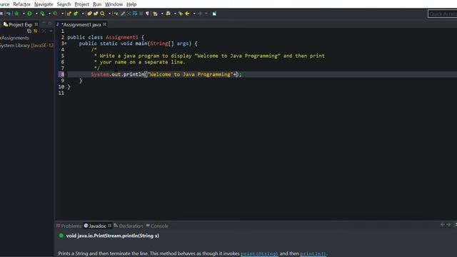 Java program to display “Welcome to Java Programming” and then print your name on a separate line. смотреть онлайн