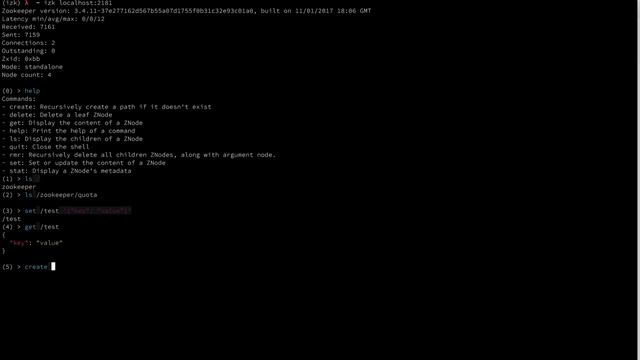 Demonstration of izk (interactive zookeeper shell) смотреть онлайн