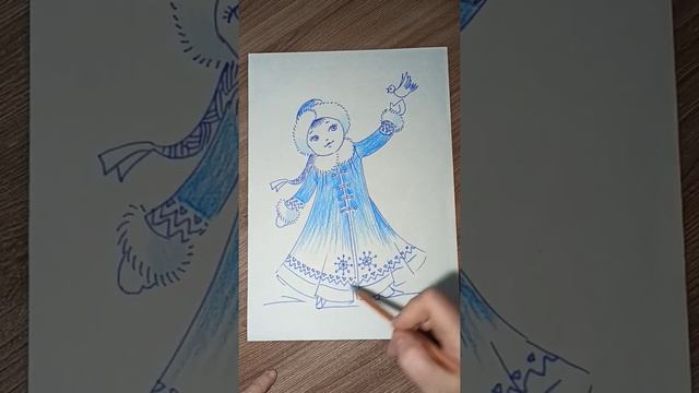 Снегурочка, как нарисовать фломастерами и карандашами. смотреть онлайн