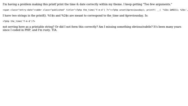Wordpress: Too few arguments for printf() смотреть онлайн