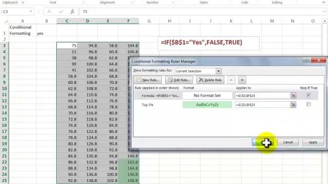 Excel 2013 Conditional Formatting