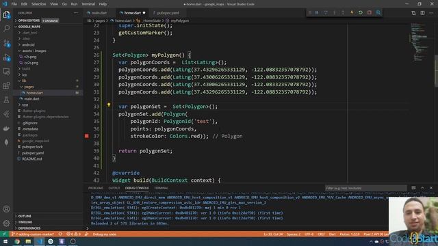 8- Flutter google maps - How to add a polygon on google maps смотреть онлайн