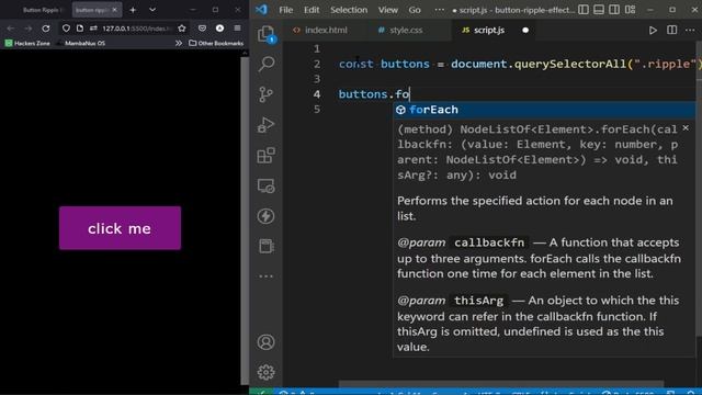 Button Ripple Effect by using JavaScript (Html, CSS, JS) project- #8 смотреть онлайн