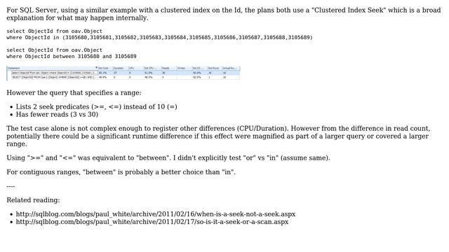 Effiiency of multiple OR predicates versus a single range (4 Solutions!!) смотреть онлайн