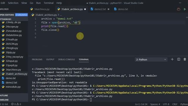 video35: LEER ARCHIVOS en Python смотреть онлайн