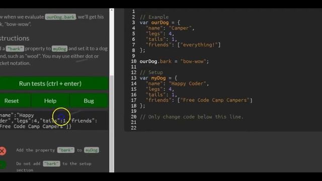 Add New Properties to a Javascript Object, freeCodeCamp Basic Javascript смотреть онлайн