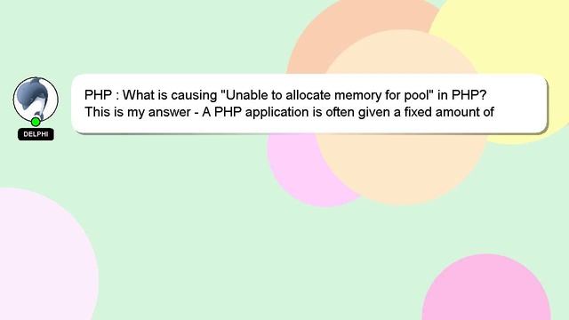 PHP : What is causing "Unable to allocate memory for pool" in PHP? смотреть онлайн