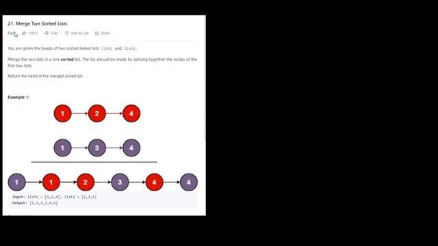 Leetcode 21 - Merge Two Sorted Lists - Python смотреть онлайн
