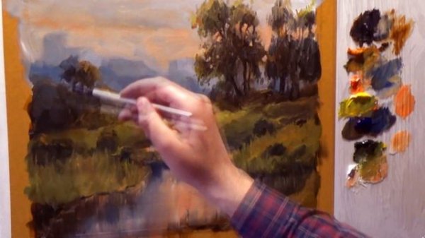 Morning Landscape Oil Painting. How to paint landscape