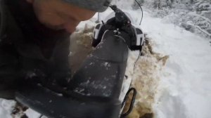 Спасение Снегохода Тайга варяг 550, Из Лесной наледи