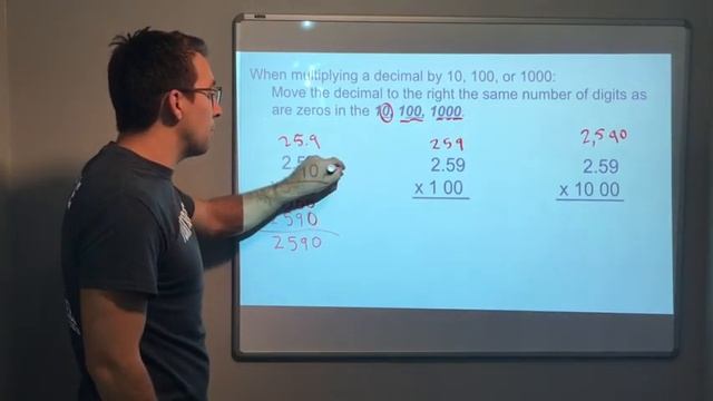 Multiplication - Multiplying Decimals By 10, 100, 1000