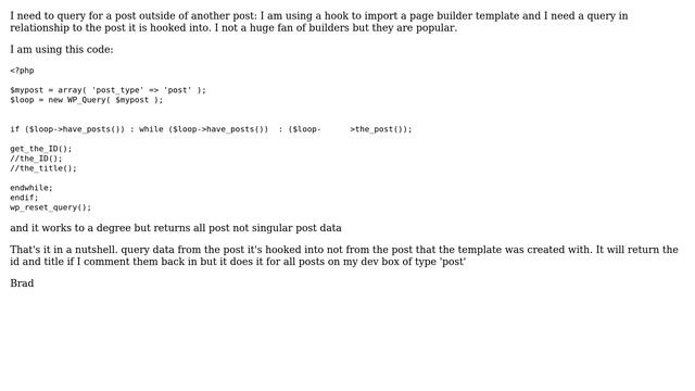 Wordpress: How to get the id for a post from within a post and return post meta for it? смотреть онлайн