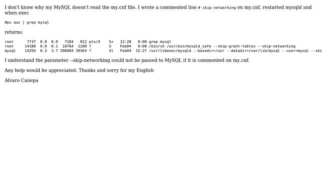 DevOps & SysAdmins: MySQL 5.1 skip skip-networking param смотреть онлайн