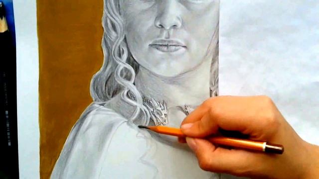 Дейенерис Таргариен. Игра престолов. Game of thrones. Эмилия Кларк. Портрет карандашом. смотреть онлайн